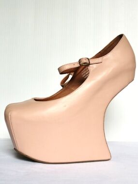 Jeffery Campbell Pink Leather Night Walk Platform Size 10 No Heels Unique Shoes